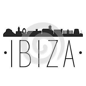 Ibiza Spain. City Skyline. Silhouette City. Design Vector. Famous Monuments.