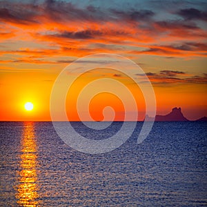 Ibiza sunset Es Vedra view from Formentera photo