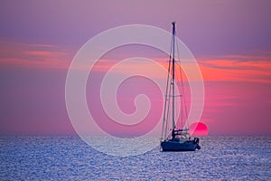 Ibiza sunset sun view from formentera Island