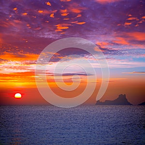 Ibiza sunset view from formentera Island