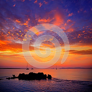 Ibiza sunset view from formentera Island