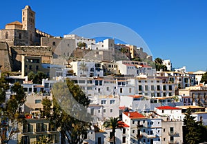 Ibiza,town, the cathedral and the old town and its guns