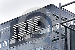IBM company logo on headquarters building
