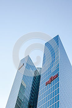 IBM Fujitsu logo at office building Munich Germany