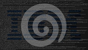 IBM logo made of source code on computer screen. Editorial 3D rendering