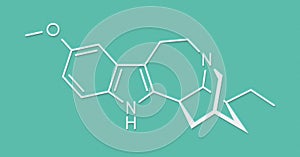 Ibogaine alkaloid molecule, found in Tabernanthe iboga. Skeletal formula.