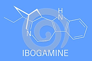 Ibogamine alkaloid molecule, found in Tabernanthe iboga. Skeletal formula.