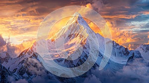 ibrant Mountain Sunset With Golden Hues.