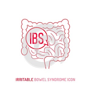 IBS, gut inflammation, pain, angriness sign. Editable vector illustration