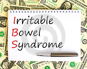 IBS irritable bowel syndrome symbol. Concept words IBS irritable bowel syndrome on white note on a beautiful background from