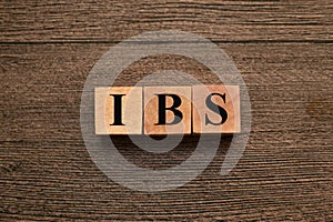 IBS irritable bowel syndrome, text words typography written on wooden letter, health and medical