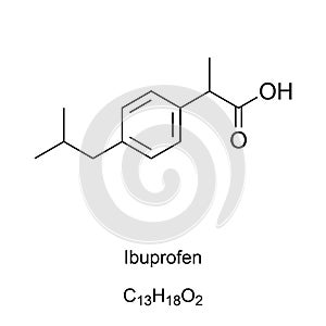 Ibuprofen, formula and molecular structure