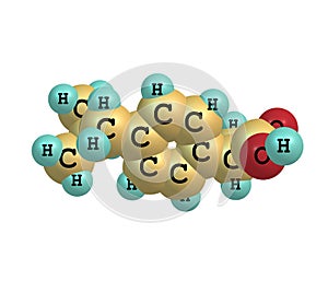 Ibuprofen molecular structure on white background photo