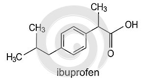 Ibuprofen molecule structure, chemical formula