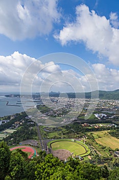 Ibusuki town skyline in Kyushu, Japan