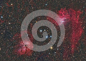 IC 405 Flaming Star nebula and IC 410 nebula