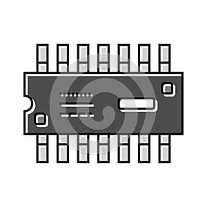ic chip electronic component color icon vector illustration