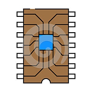 ic chip electronic component icon color illustration