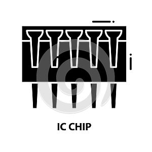 ic chip icon, black vector sign with editable strokes, concept illustration