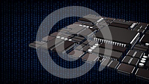 The Ic and pcb Board for technology or it concept 3d rendering photo