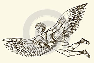 Icarus, character of ancient Greek legend. Vector drawing photo