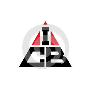 ICB triangle letter logo design with triangle shape. ICB triangle logo design monogram. ICB triangle vector logo template with red