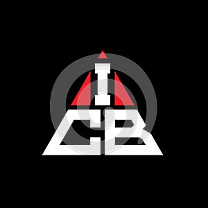 ICB triangle letter logo design with triangle shape. ICB triangle logo design monogram. ICB triangle vector logo template with red