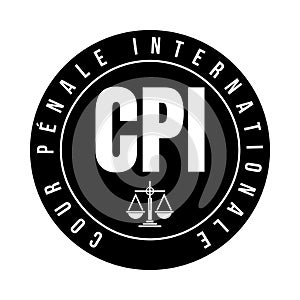 ICC international criminal court symbol icon called in French language photo