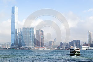 ICC Tower and ferry in Hong Kong photo