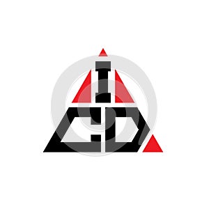 ICD triangle letter logo design with triangle shape. ICD triangle logo design monogram. ICD triangle vector logo template with red photo
