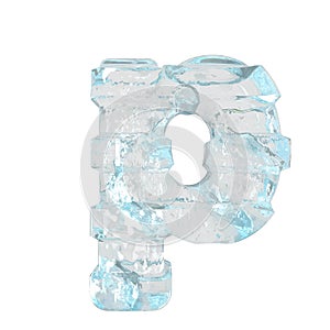 Ice 3d symbol with thick horizontal straps. letter p