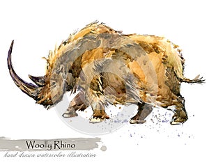 Ice Age wildlife. prehistoric period fauna. Woolly Rhino.