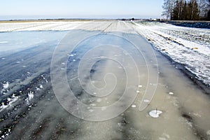 Ice on agricultural field