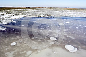 Ice on agricultural field