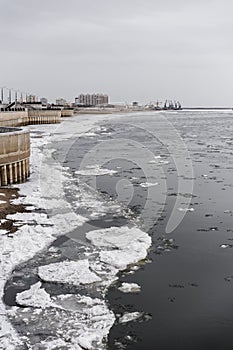 Ice on the Amur river. Blagoveshchensk