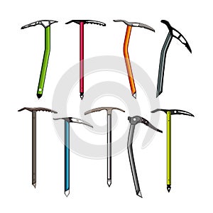 ice axe set cartoon vector illustration