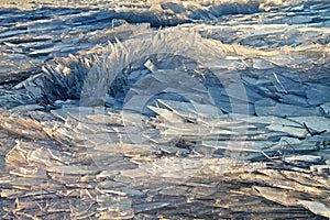 Ice background close up. Hungary, Balaton lake.