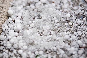 Ice balls after heavy summer storm