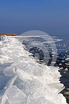 Ice barricade on Lake Balaton,Hungary