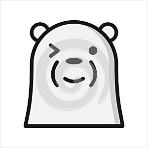 Ice bear emoticon with a flirtatious expression