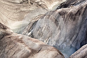 Ice bed of the Karaugom river in North Ossetia