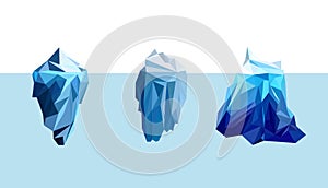 Ice berg polygon icons set