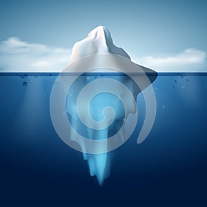 Ice berg on water concept vector background. photo