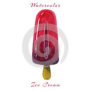 Ice berry. Red juicy Ice lolly. realistic ice cream illustration