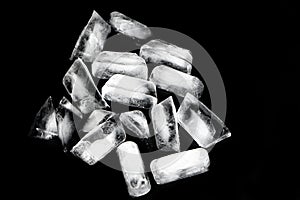 Ice on a black background