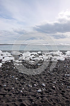 Ice on black sand, Jokulsarlon, southeast Iceland