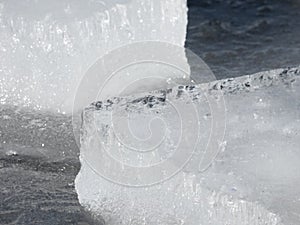 Ice blocks on water surface
