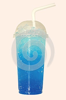 Ice blueberry sodas drinking water isolated on white background. photo
