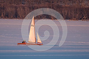 Ice Boat Sailing on Lake Pepin