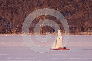Ice Boat Sailing on Lake Pepin